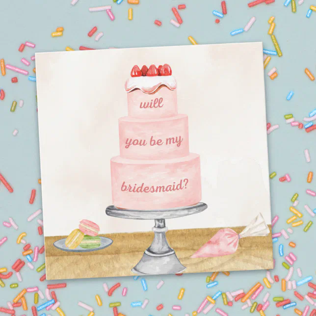 Elegant Sweet Tooth Cake Bridesmaid Proposal Card