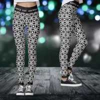 Happy 21st Birthday Black And White Heart Leggings