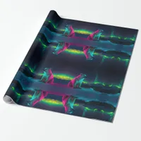 Silent Majesty: Polar Bear Under Northern Lights Wrapping Paper