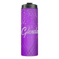 Modern Purple Brushed Metal with Silver Monogram | Thermal Tumbler