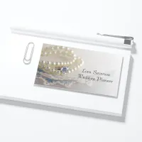 White Pearls, Diamond Ring, Lace Wedding Planner Business Card