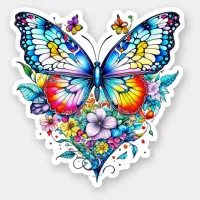 Butterfly and Floral Heart  Sticker