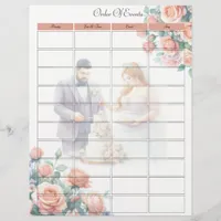 Wedding Bridal Order of Events Planner Page