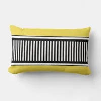 Yellow and Black Polka Dot Lines Abstract Lumbar Pillow