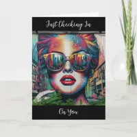 Checking in on You | Abstract Woman in Sunglasses Card