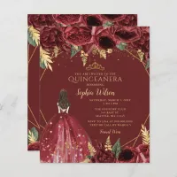 Budget Burgundy Princess Quinceañera Invitation