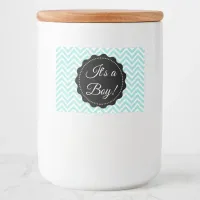 Its a boy  Teal Baby Shower Glass Mason Jar Food Label