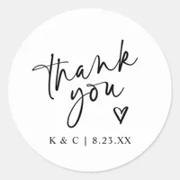 Thank You Stickers for Wedding Favors Modern Heart