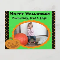 Happy Halloween Pumpkin Post Card- Add your Photo Postcard