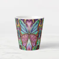 Colorful Magenta Striped Butterfly Small Latte Mug