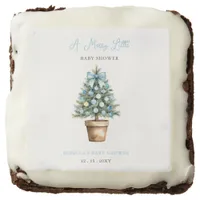 Blue Bow Christmas Tree Merry Little Baby Shower Brownie