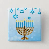 Happy Hanukkah Menorah Button