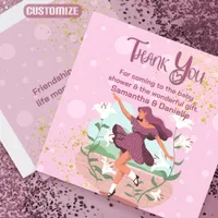 Pink Pregnant Dance Baby Shower Thank You Card