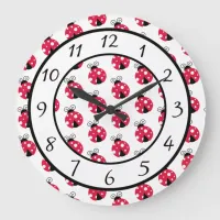 Red Ladybugs Large Clock