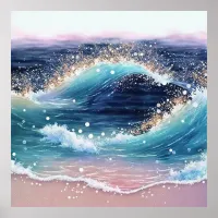 *~* AP60 Sea Sparkle Coastal Ocean Sand Beach Wave Poster