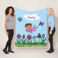 Personalized Fairy, Flowers and Butterflies Girl's Fleece Blanket