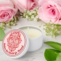 Red Romantic Elegant Love Heart Personalized Mini Candle Favors