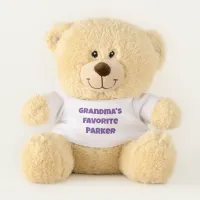 Playful Purple Text 'Grandma's Favorite' Teddy Bear