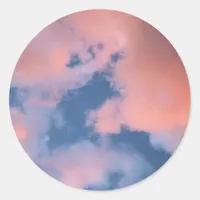 Fluffy Peach Clouds at Sunset Classic Round Sticker