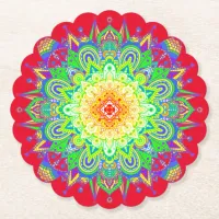 Psychedelic Zen Mandala Abstract Art Paper Coaster