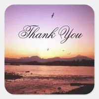 Denali Sunset Photo Thank You Square Sticker