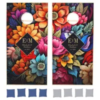 Personalized Watercolor Floral Fiesta Cornhole Set