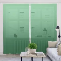 Sea to Dark Green Gradient Sheer Curtains