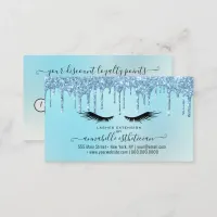 Glitter Blue Eyelash Extension Loyalty   Business  Business Card