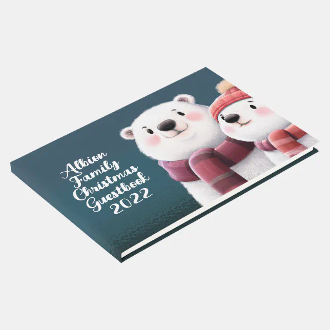 Cute Polar Bear Cubs Wearing Scarves Guest Book