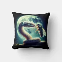 Fat Snake and Cicada Bug In the Moonlight Throw Pillow