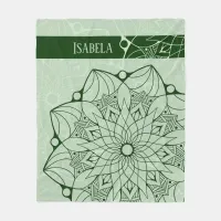 Custom 2 Tone Green Mandala Fleece Blanket