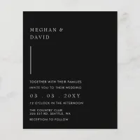 Budget Simple Modern Black Wedding Invitation