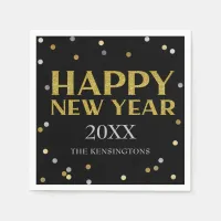 Elegant Happy New Year Glitter Sparkle Confetti Napkins