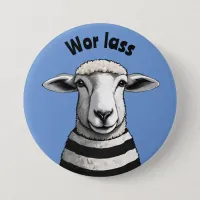 Wor Lass, Geordie pin, Stripy sheep, lamb Button