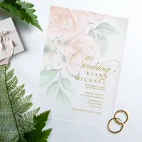 Soft Blush Roses Wedding Transparent ID828 Acrylic Invitations