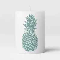 Teal Glitter Pineapple Girly Sparkle Pillar Candle