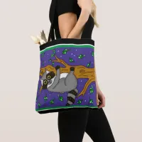 Funny Hand Drawn Whimsical Raccoon Tote Bag