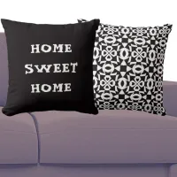 Home Sweet Home Geometric Mandala Black And White Throw Pillow