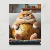 Funny Obese Ginger Couch Potato Cat Postcard