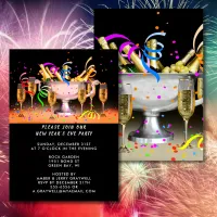 New Year’s Eve Party Spirits Black Background Invitation