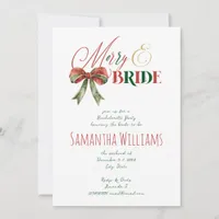 Merry & Bride Winter Christmas Bride Bachelorette Invitation