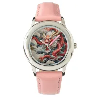 Fire breathing dragon red and white scale watch