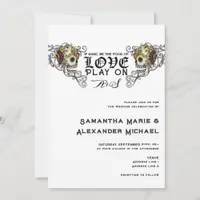 'Til Death Gothic Glam Skull Black Floral Wedding Invitation