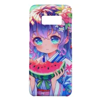 Cute Anime Girl Eating Watermelon on a Summer Day Case-Mate Samsung Galaxy S8 Case