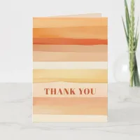 Retro Watercolor Stripes Terracotta Thank You