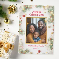 Minimal Merry Christmas Family Photo Holiday Card