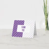 Polka-Dotted Purple & White Color Block Thank You Note Card