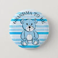 GRANDMA to be Blue Teddy Bear Baby Shower Button