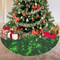 Snowflakes and Deep Green Background Tree Skirt