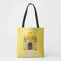 Awesome Stay Golden Fantasy Castle Toon Motto Tote Bag